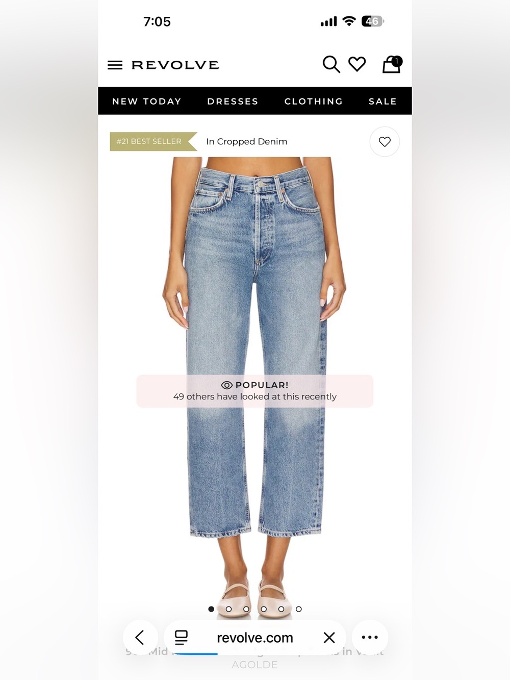 Agolde Light Blue cropped Straight Jeans